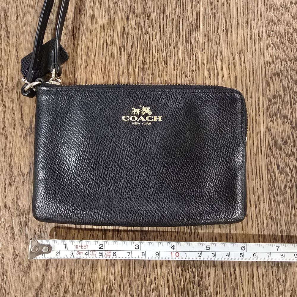 Coach Black Leather Wallet with Signature Design